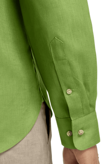Camisa clásica lisa de lino verde