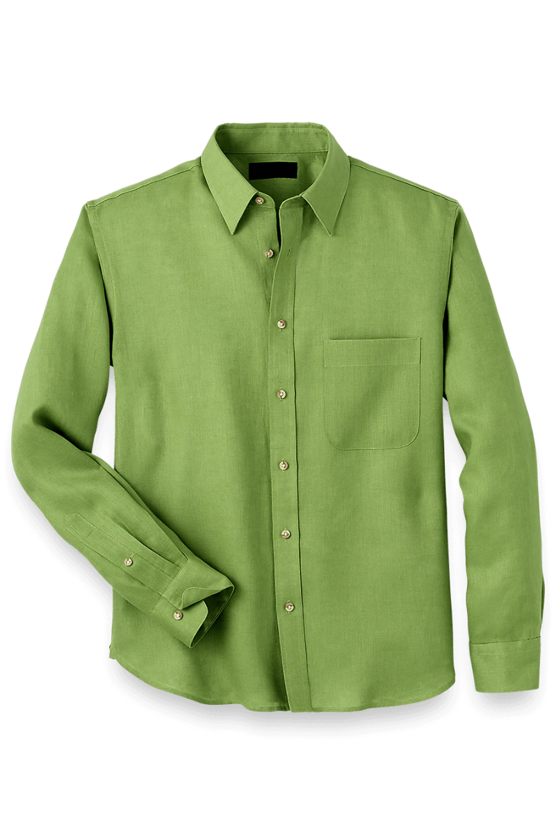 Green Linen Classic Solid Shirt