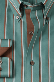 Green Non-Iron Cotton Stripe Casual Shirt