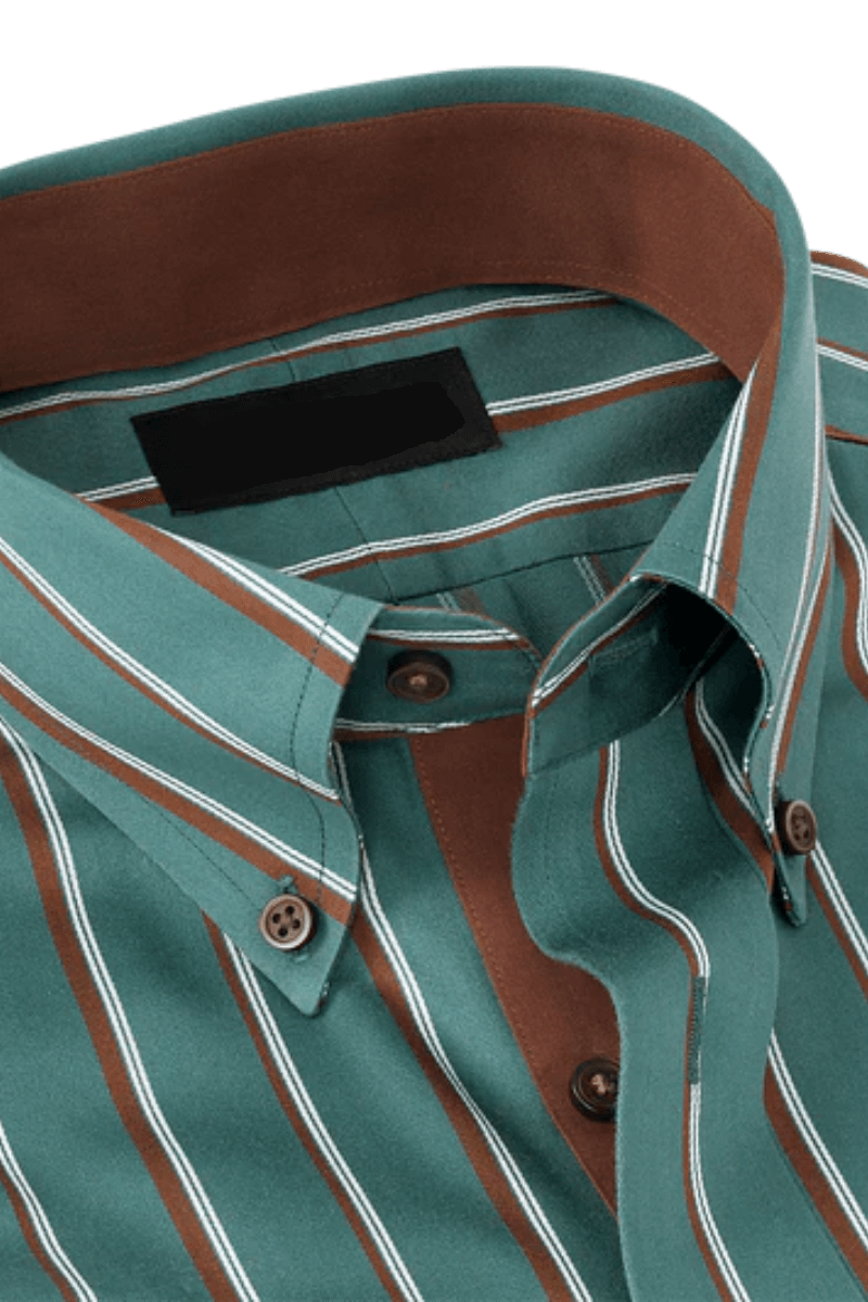 Green Non-Iron Cotton Stripe Casual Shirt