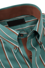 Green Non-Iron Cotton Stripe Casual Shirt