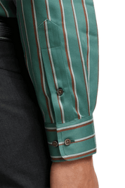 Green Non-Iron Cotton Stripe Casual Shirt