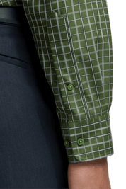 Green Non-Iron Cotton Windowpane Casual Shirt