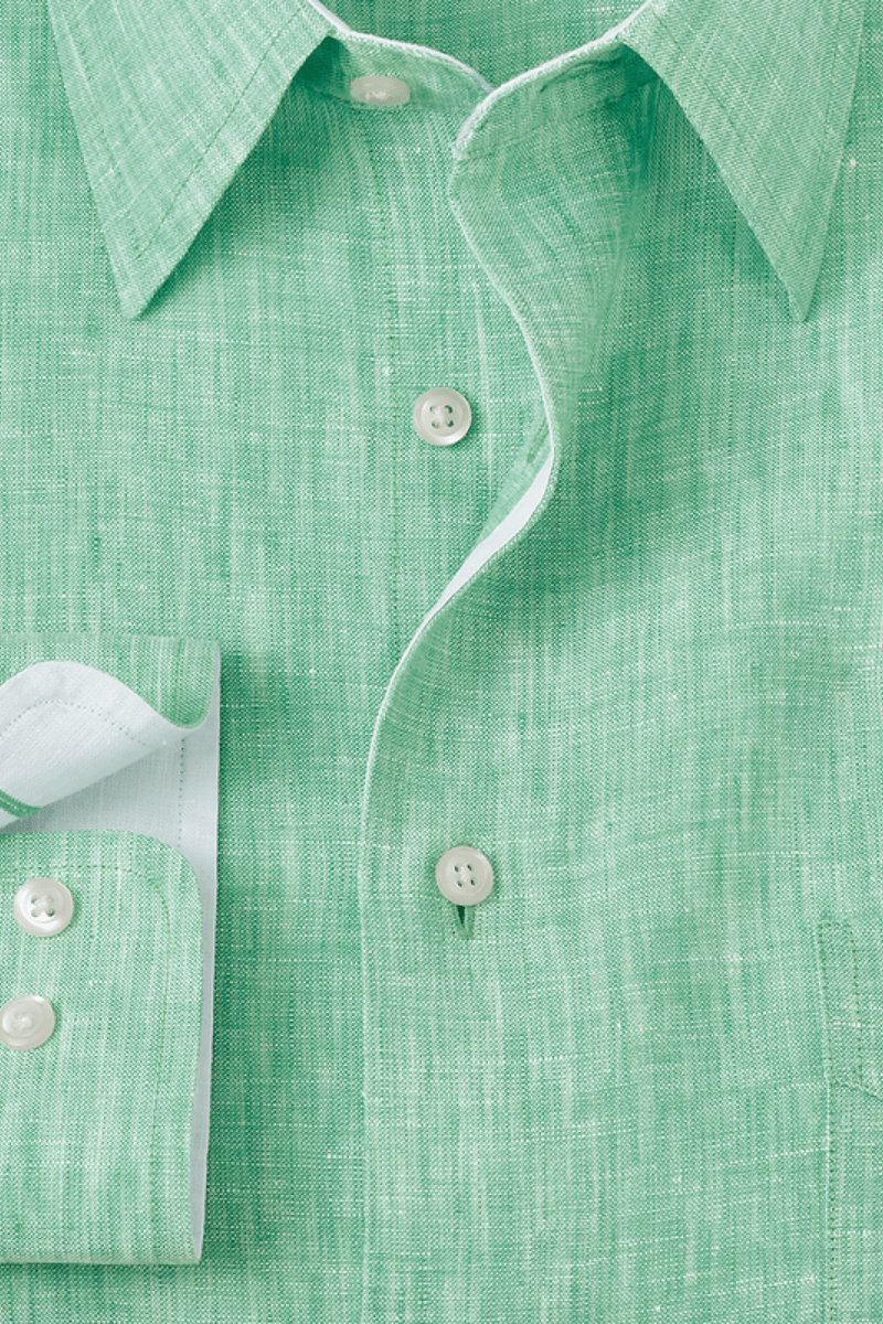 Green Non-Iron Linen Dres Shirt