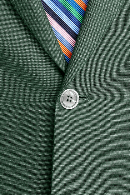 Green Performance Blend Single Breasted Peak Lapel Suit