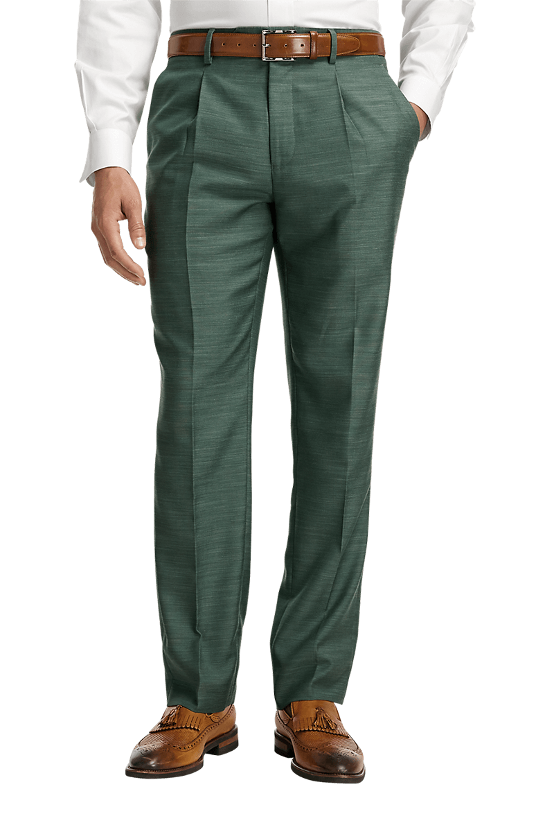 Green Performance Blend Single Breasted Peak Lapel Suit