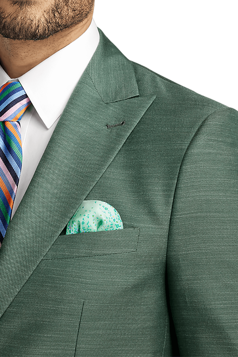 Green Performance Blend Single Breasted Peak Lapel Suit