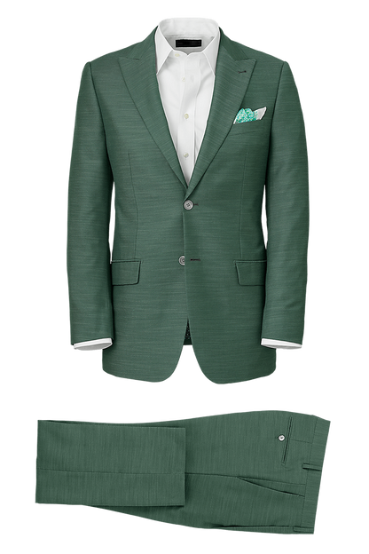 Green Performance Blend Single Breasted Peak Lapel Suit