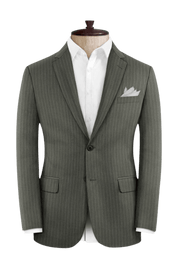 Green Pinstripe Wool Notch Lapel 3-Piece Suit