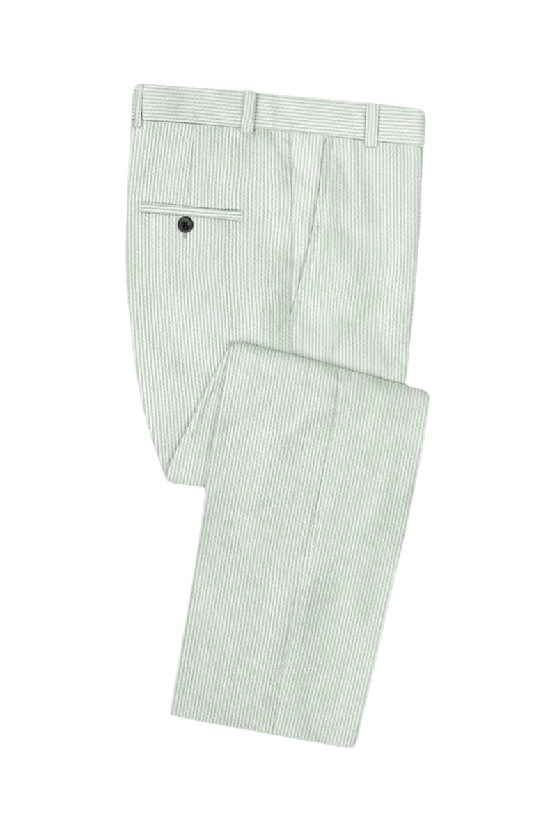 Green Seersucker Notch Lapel Suit