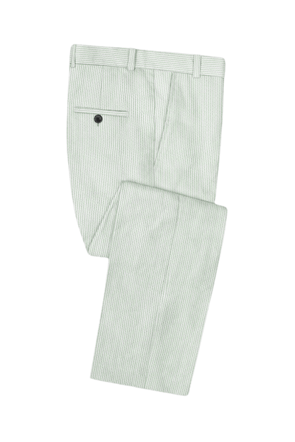 Green Seersucker Notch Lapel Suit