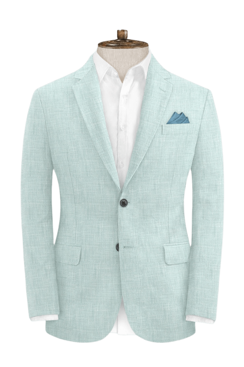 Green Solid 2-Button Linen Suit