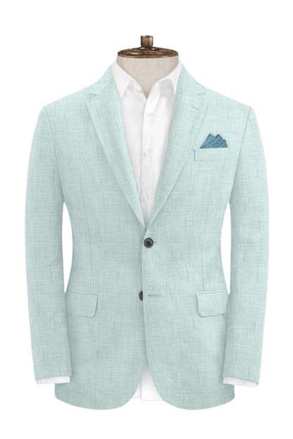 Green Solid 2-Button Linen Suit