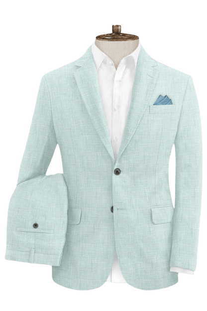 Green Solid 2-Button Linen Suit