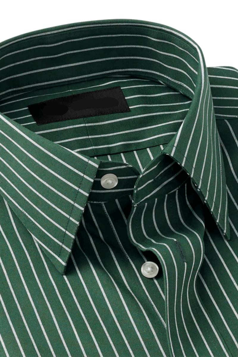 Green Stretch Non-Iron Stripe Formal Shirt