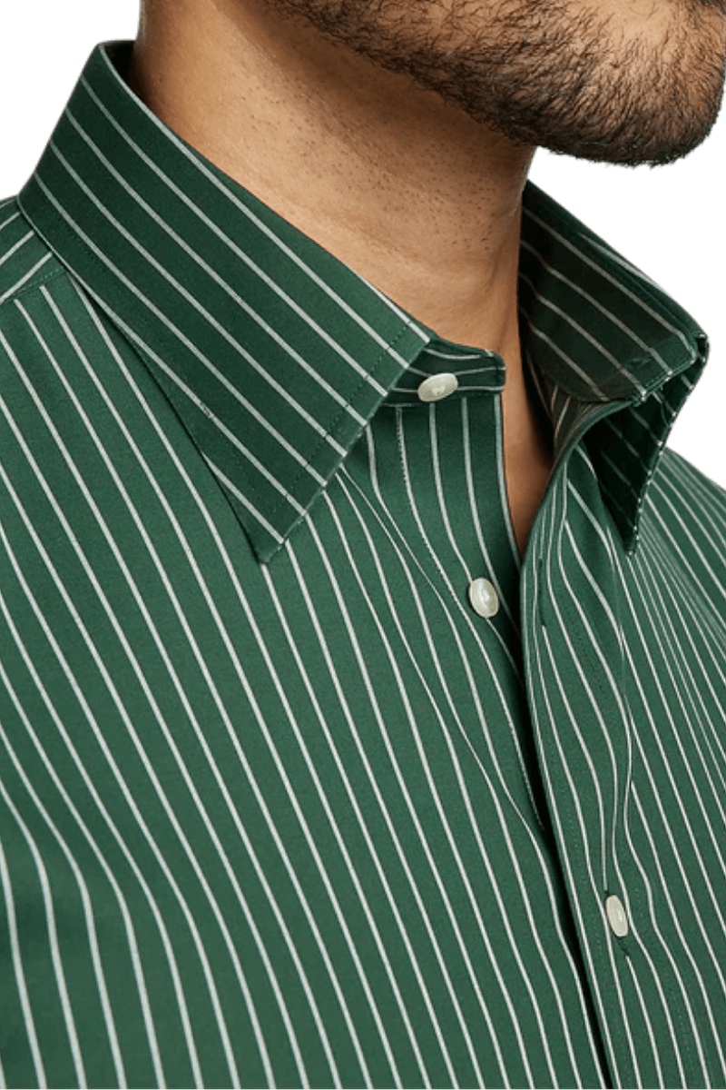 Green Stretch Non-Iron Stripe Formal Shirt