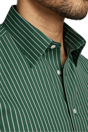 Green Stretch Non-Iron Stripe Formal Shirt