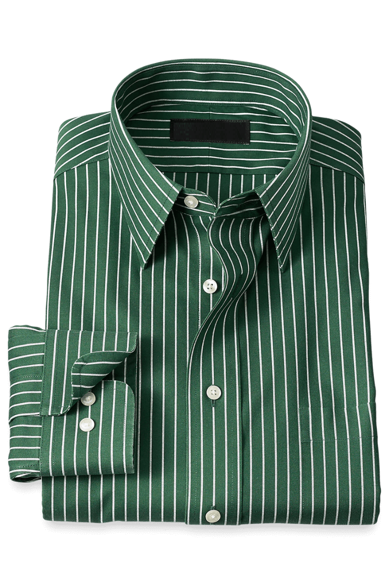 Green Stretch Non-Iron Stripe Formal Shirt