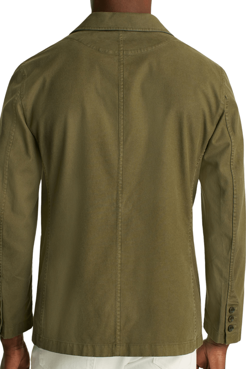 Green Washed Cotton 3-Button Jacket