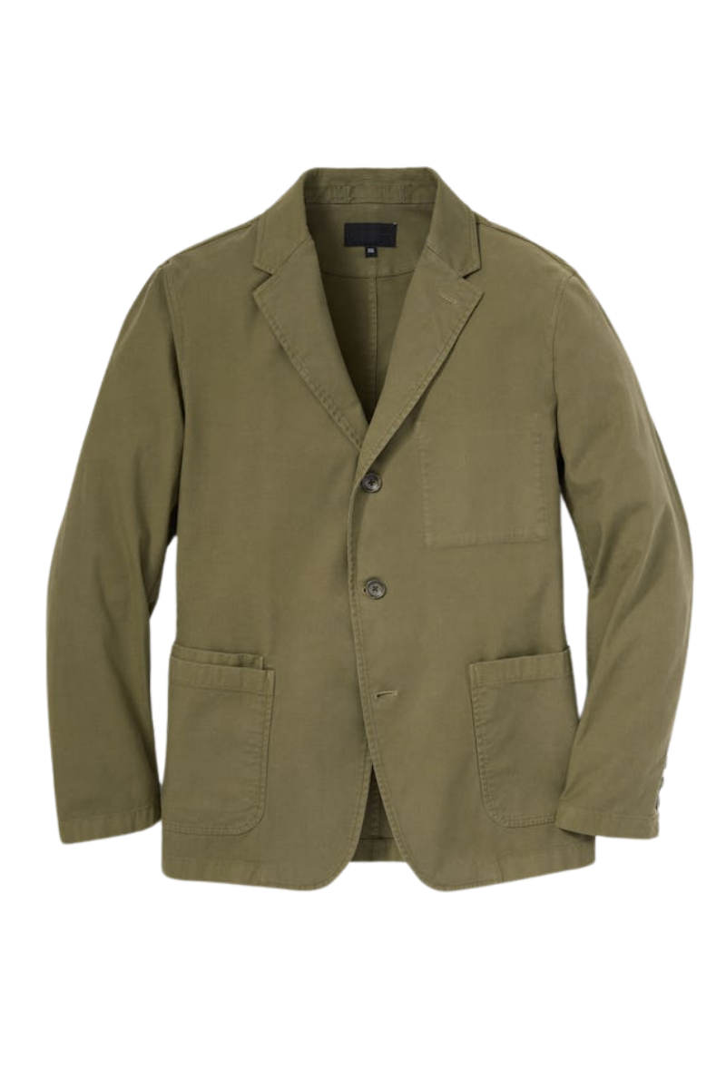 Green Washed Cotton 3-Button Jacket