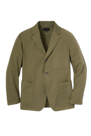 Green Washed Cotton 3-Button Jacket