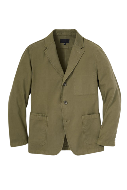 Chaqueta de algodón lavado verde de 3 botones
