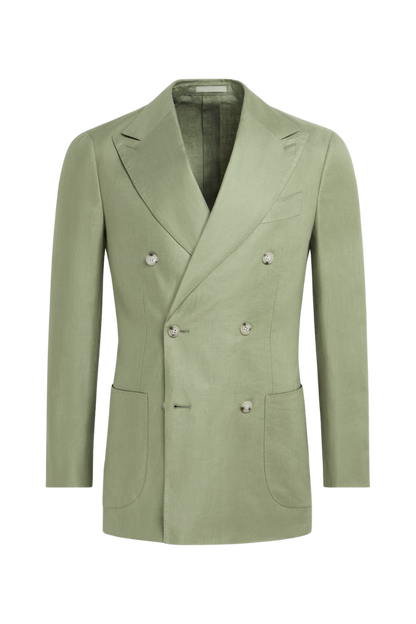 Green Wool Double Breasted 2-Piece Suit