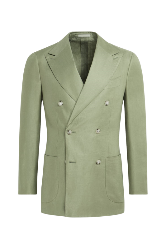 Green Wool Double Breasted 2-Piece Suit