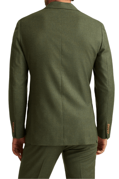 Traje de solapa con muesca de dos botones de lana elástica verde