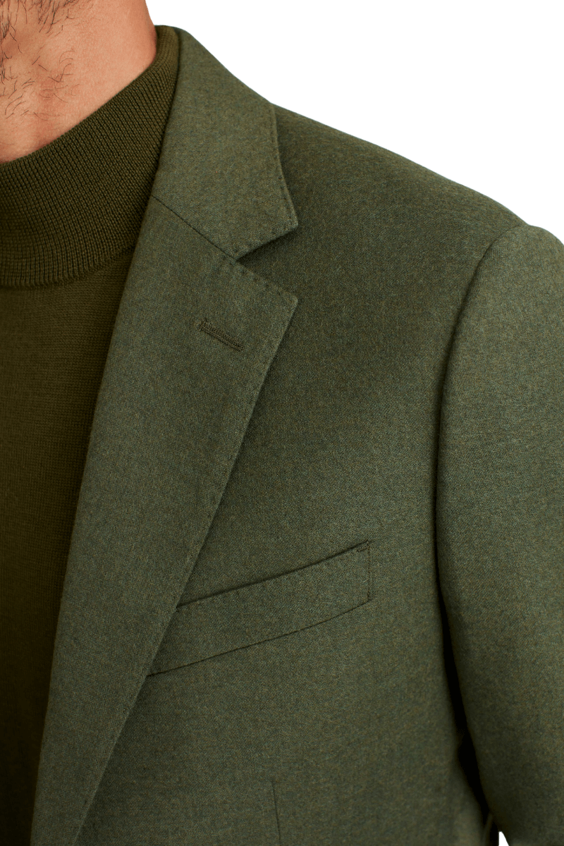 Green Wool Stretch 2-Button Notch Lapel Suit