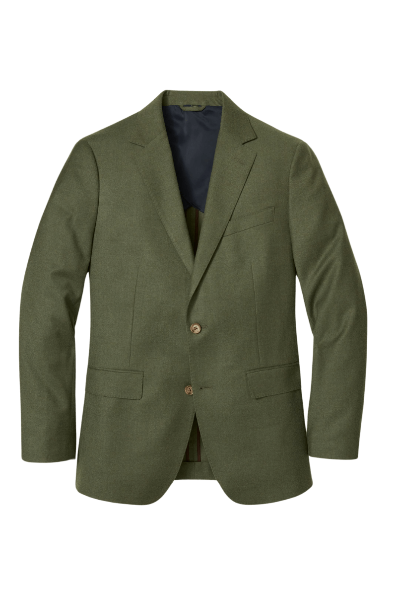 Green Wool Stretch 2-Button Notch Lapel Suit