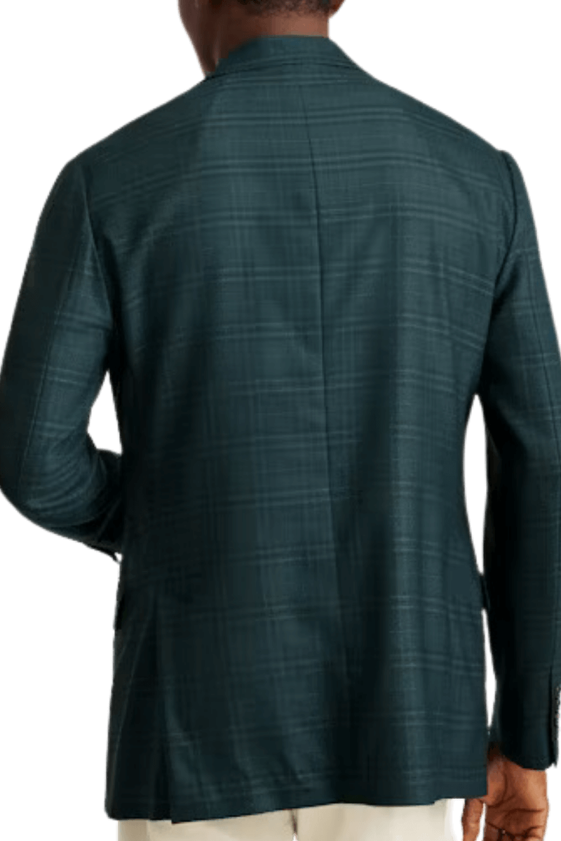 Chaqueta de lana verde con diseño de ventana y corte moderno