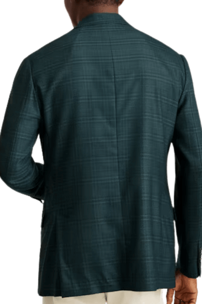 Chaqueta de lana verde con diseño de ventana y corte moderno