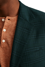 Green Wool Windowpane Modern Fit Jacket