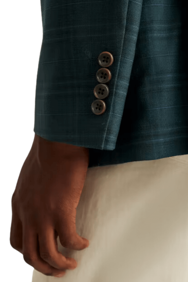 Chaqueta de lana verde con diseño de ventana y corte moderno