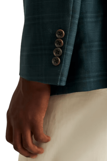 Chaqueta de lana verde con diseño de ventana y corte moderno