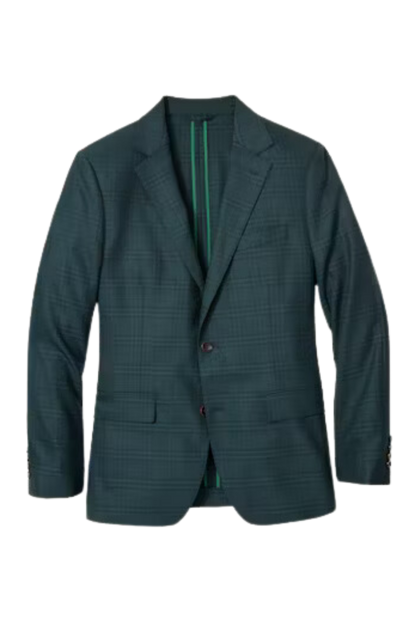 Chaqueta de lana verde con diseño de ventana y corte moderno