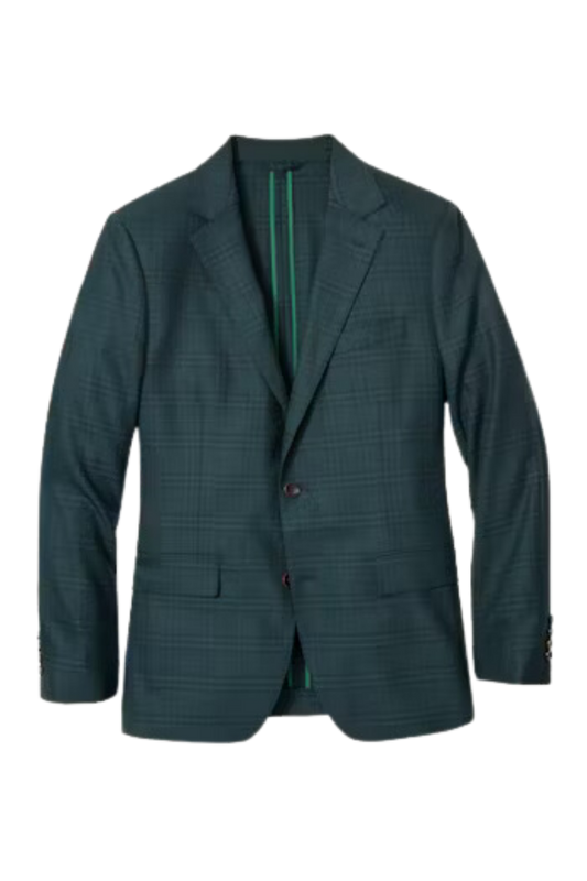 Forest Green Windowpane 2-Button Notch Lapel Jacket