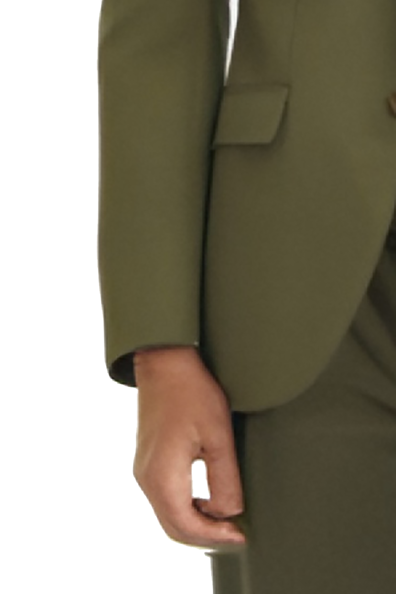 Traje verde ajustado de 2 piezas y 2 botones