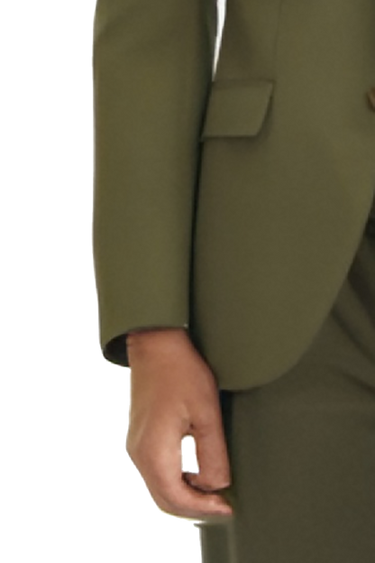 Traje verde ajustado de 2 piezas y 2 botones