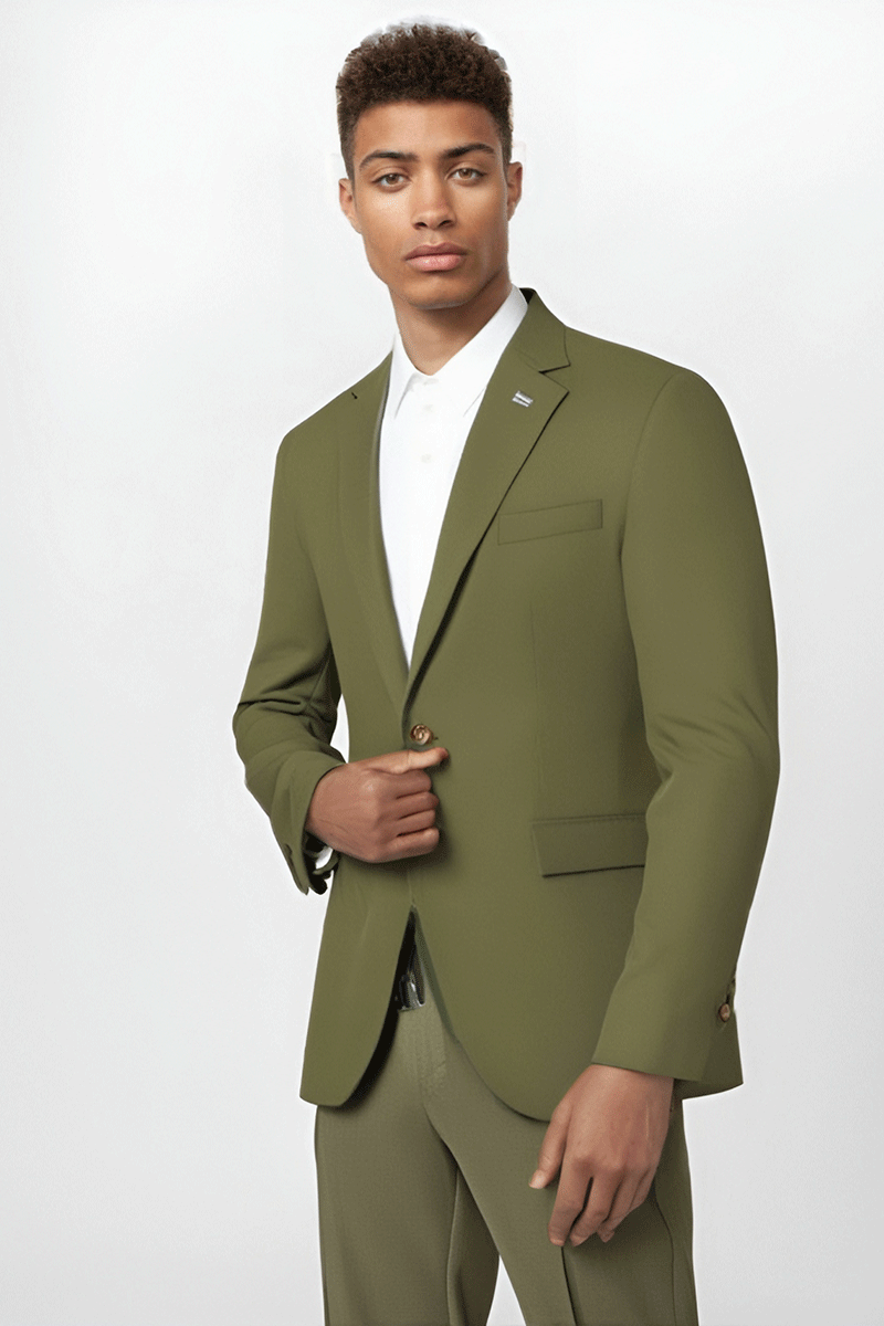 Traje verde ajustado de 2 piezas y 2 botones