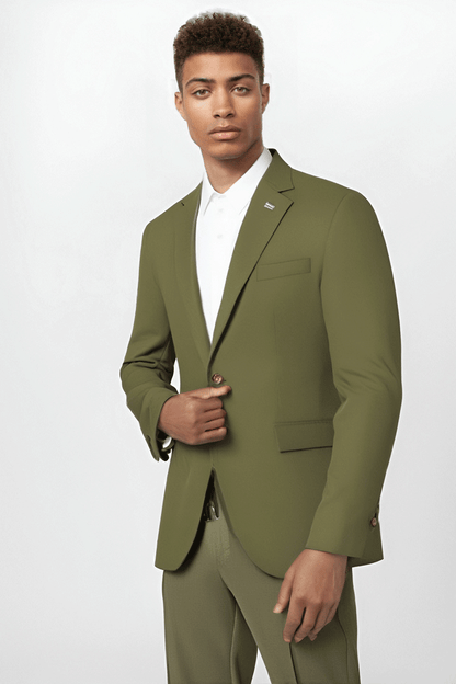 Traje verde ajustado de 2 piezas y 2 botones