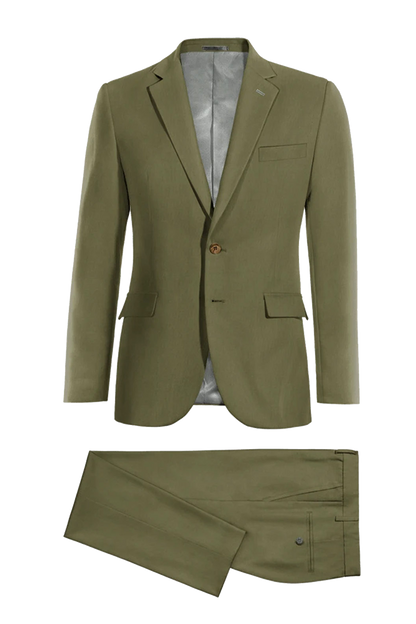 Traje verde ajustado de 2 piezas y 2 botones