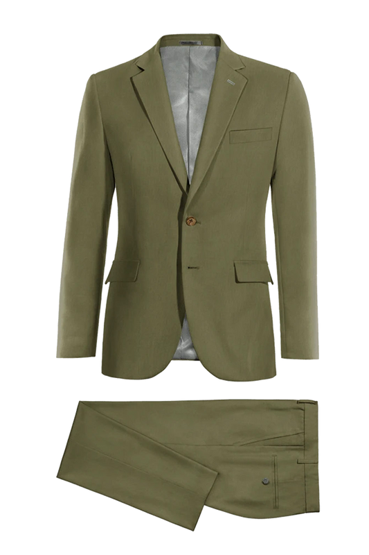Traje verde ajustado de 2 piezas y 2 botones