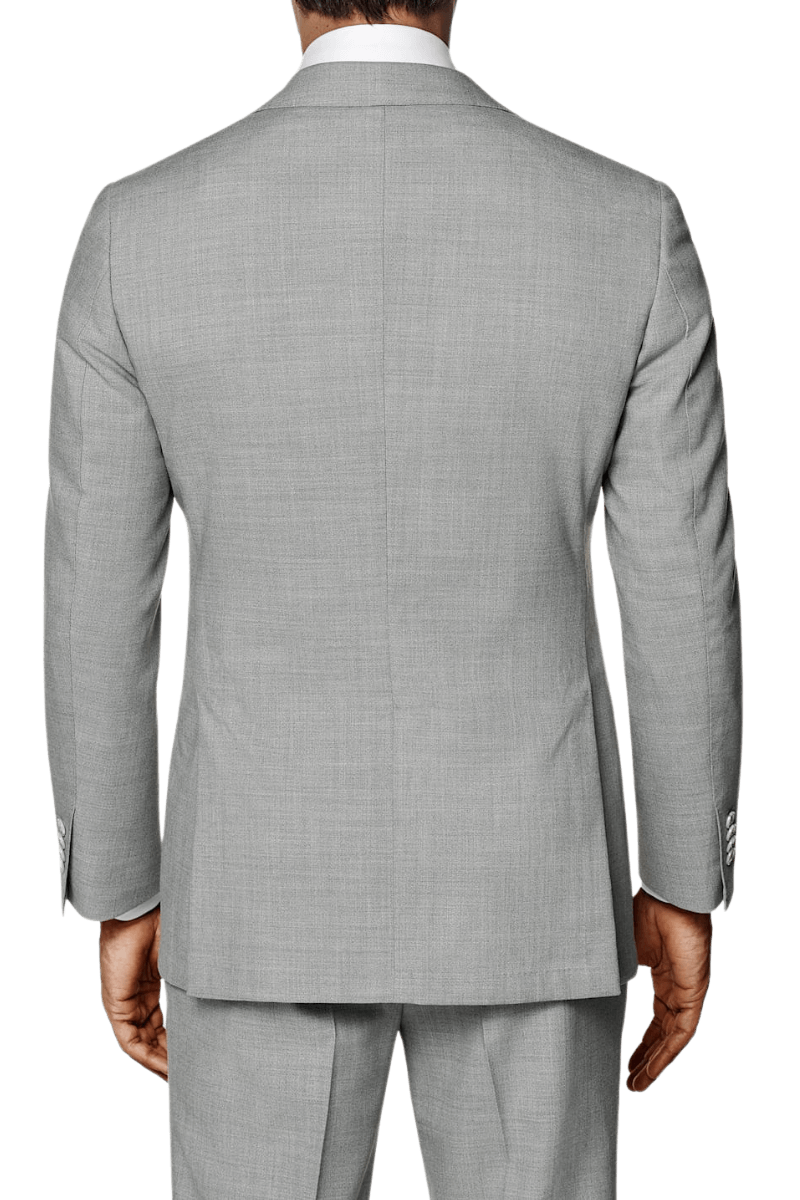 Grey 2-Button Wool Single Breasted Suit