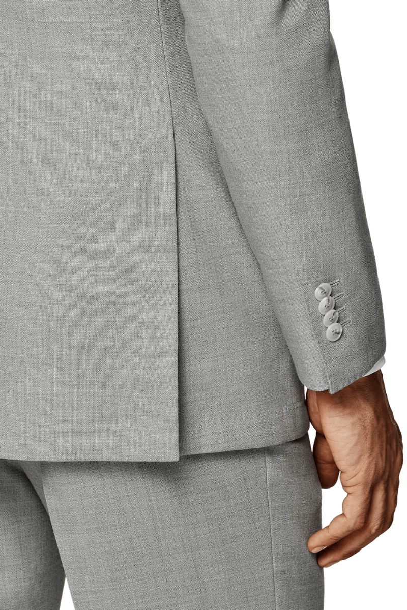 Grey 2-Button Wool Single Breasted Suit