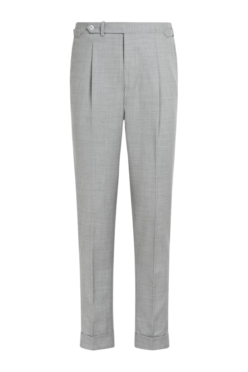 Grey 2-Button Wool Single Breasted Suit