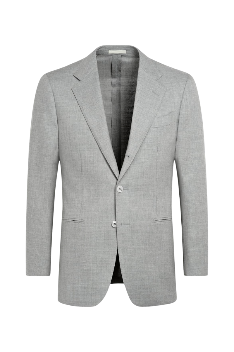 Grey 2-Button Wool Single Breasted Suit