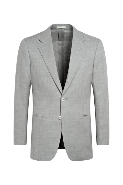 Grey 2-Button Wool Single Breasted Suit