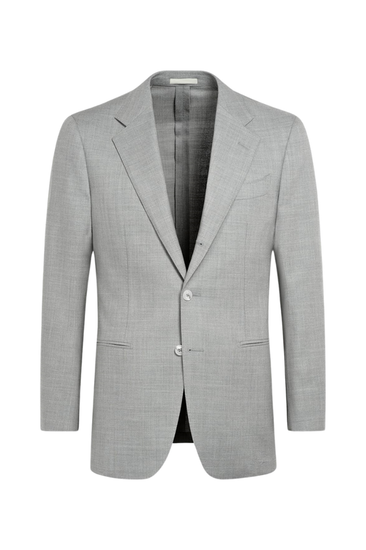 Grey 2-Button Wool Single Breasted Suit